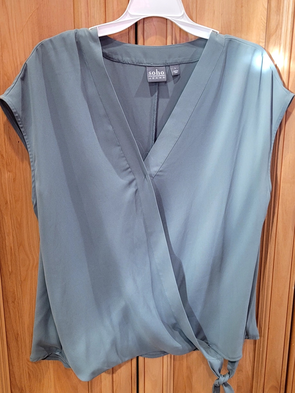 New York & Company Soho Sleeveless Wrap Top in Sage